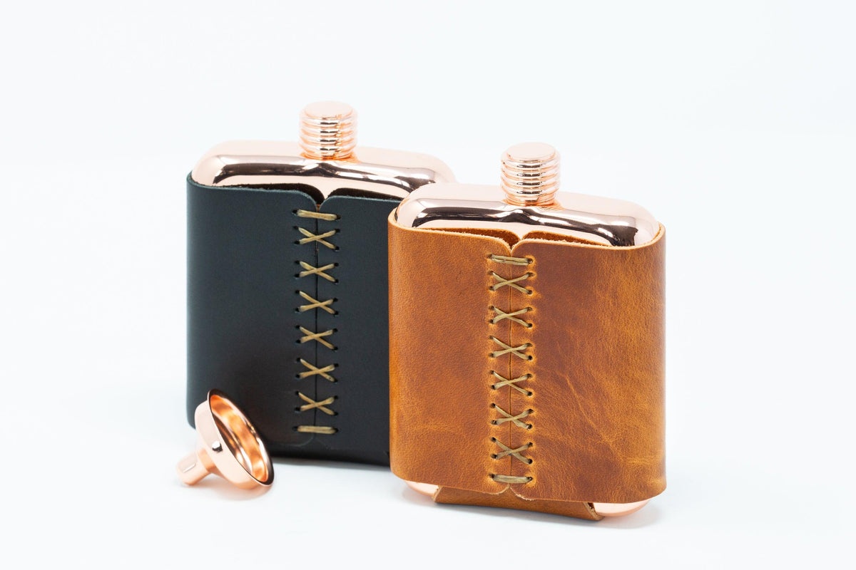 The Clark Fork Copper Flask - Whiskey Leatherworks