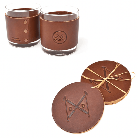 Leather Rocks Glass & Coaster Bundle