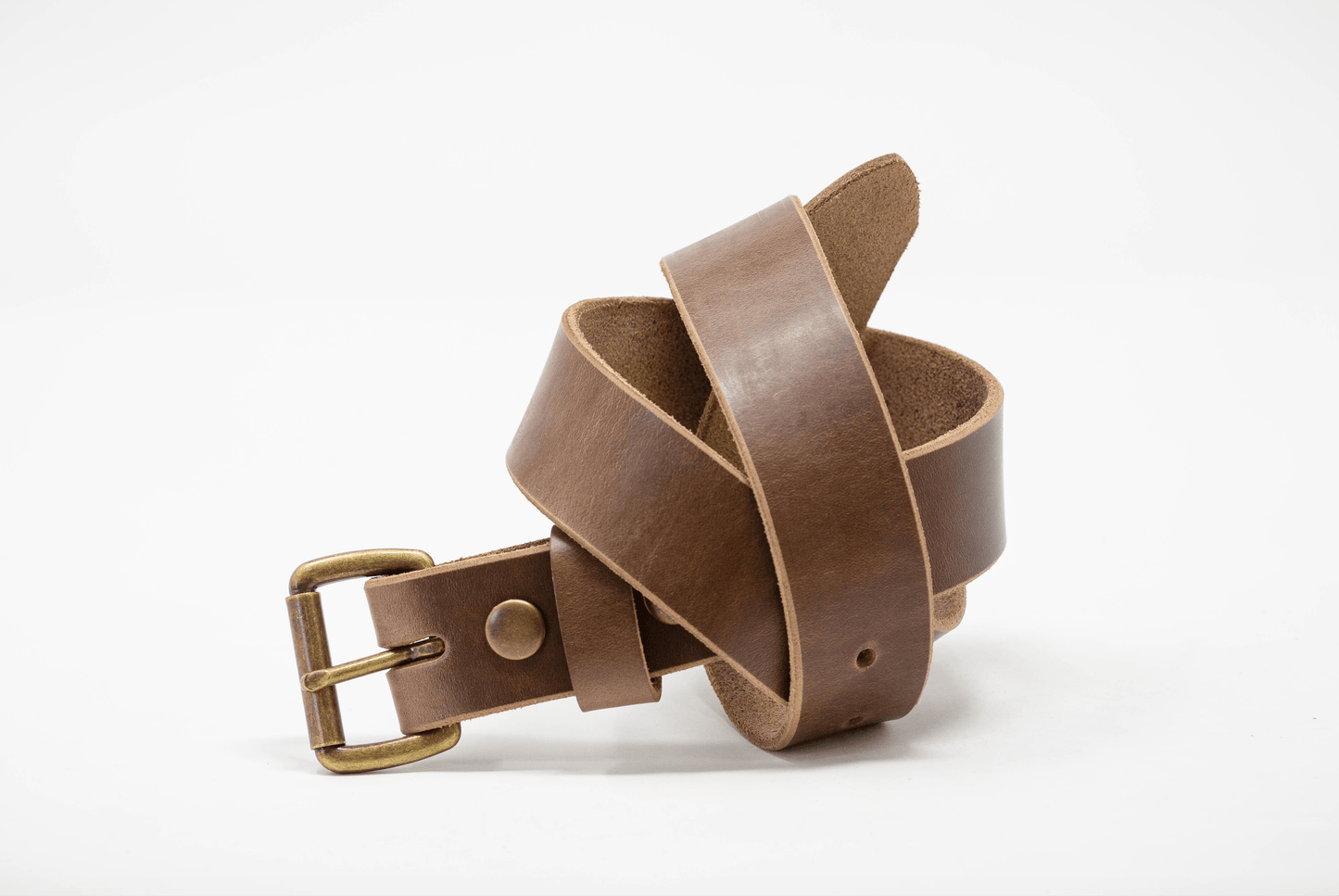 Antique Brass Roller Buckle Belts - Whiskey Leatherworks